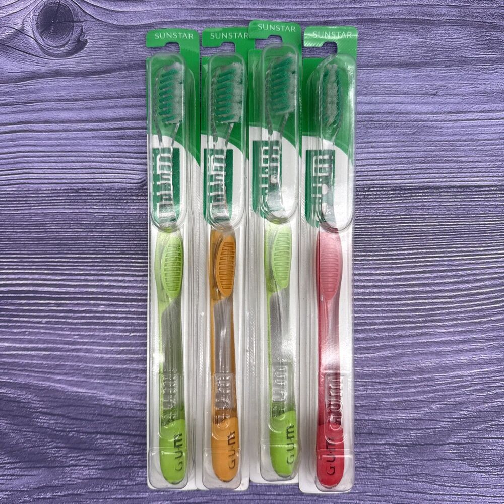 4 LOT GUM Sunstar #471 Micro Tip Compact Soft Head Toothbrush Vintage Made USA